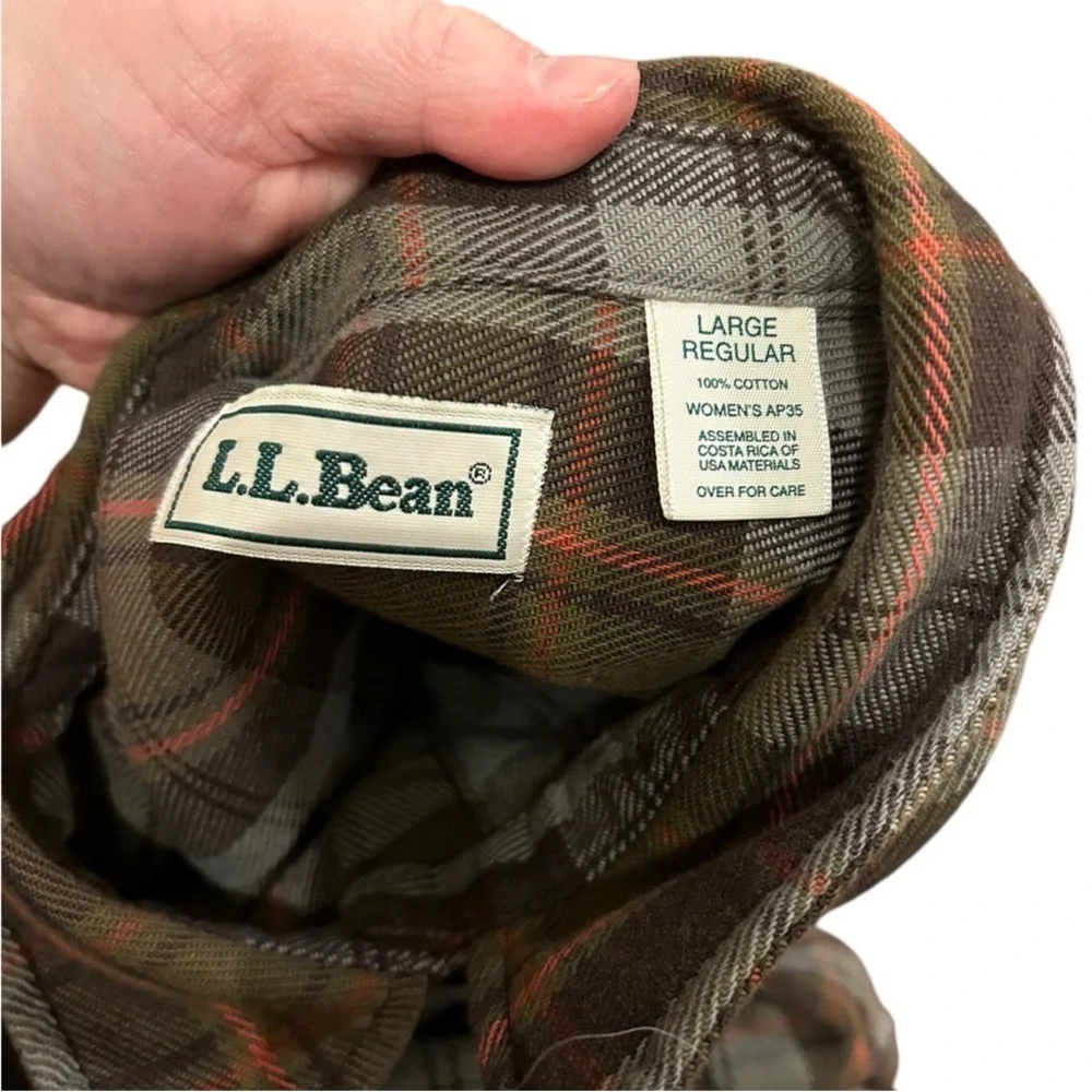 Vintage L.L. Bean Plaid Cotton thick Button Down Shirt size Large